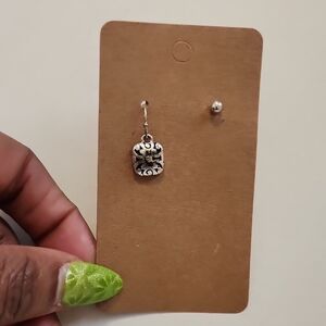 Silver-Tone Filigree Drop Earring - Silver